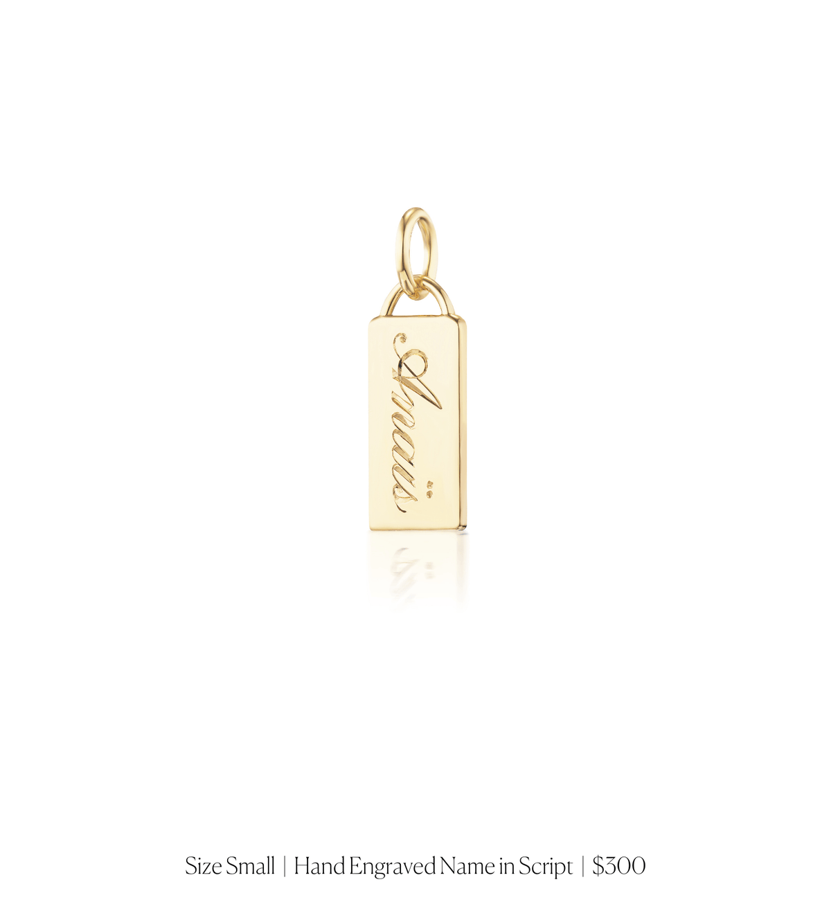 14k solid gold personalized Classic Rectangle Charm with custom hand engraving