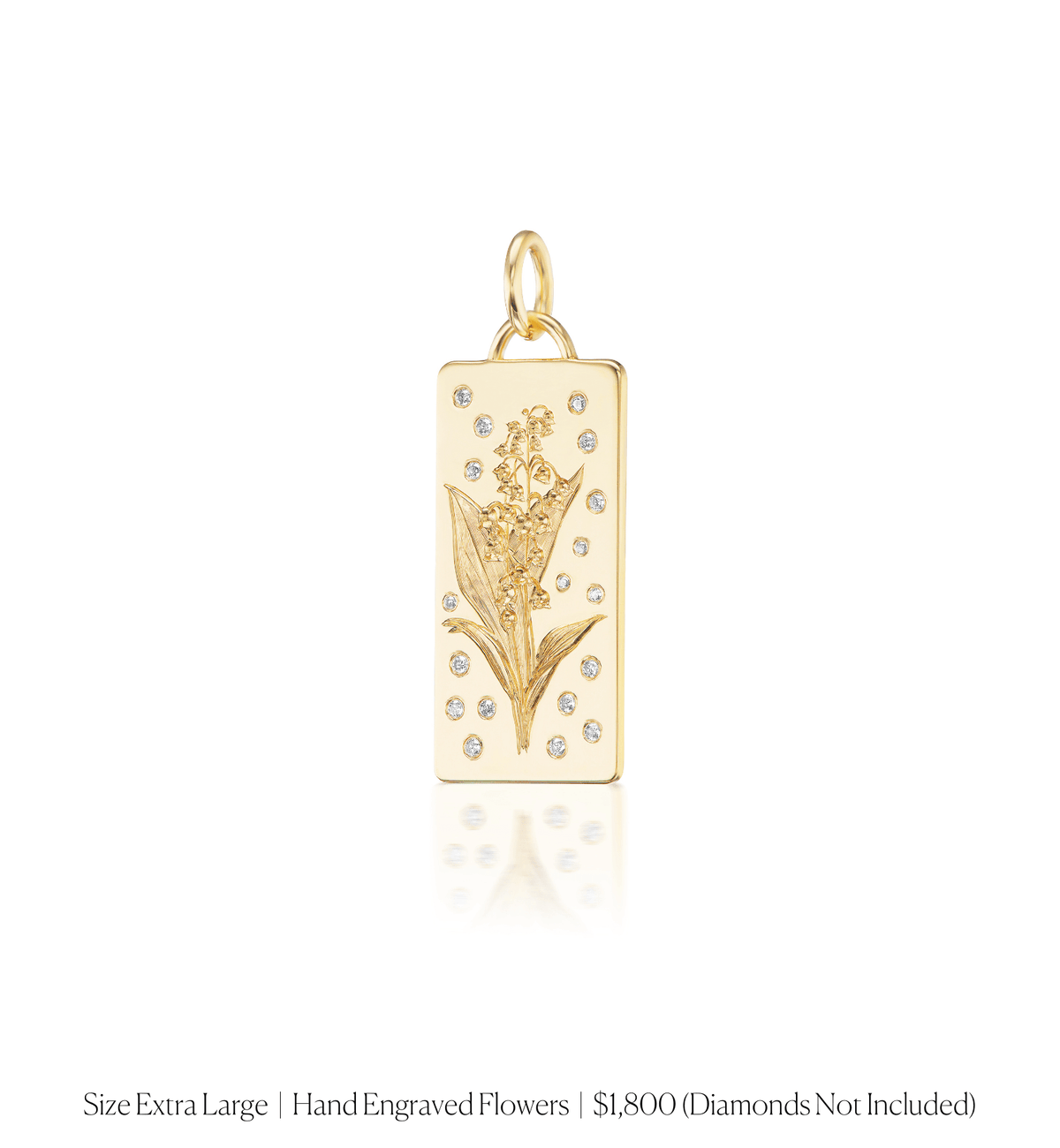 14k solid gold personalized Classic Rectangle Charm with custom hand engraving