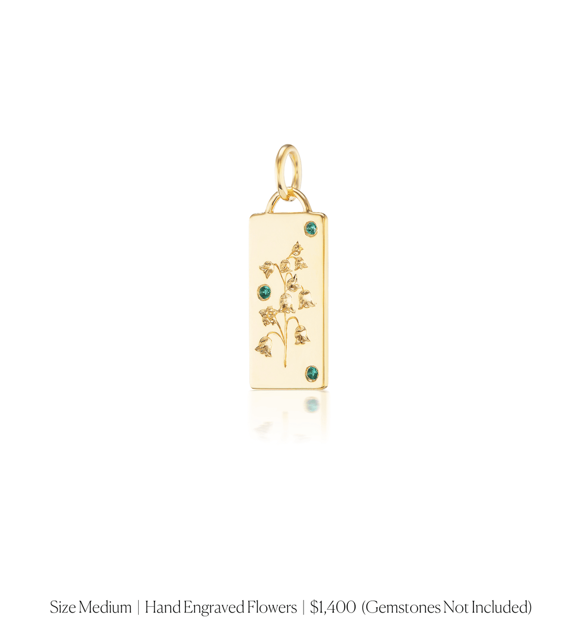 14k solid gold personalized Classic Rectangle Charm with custom hand engraving