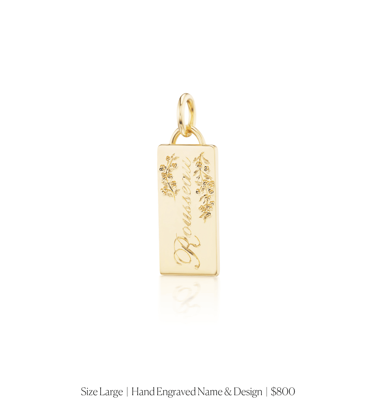 14k solid gold personalized Classic Rectangle Charm with custom hand engraving