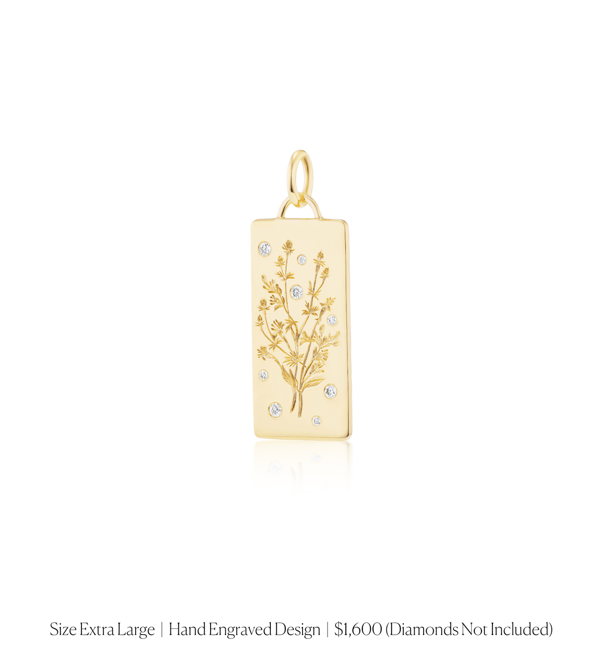 14k solid gold personalized Classic Rectangle Charm with custom hand engraving
