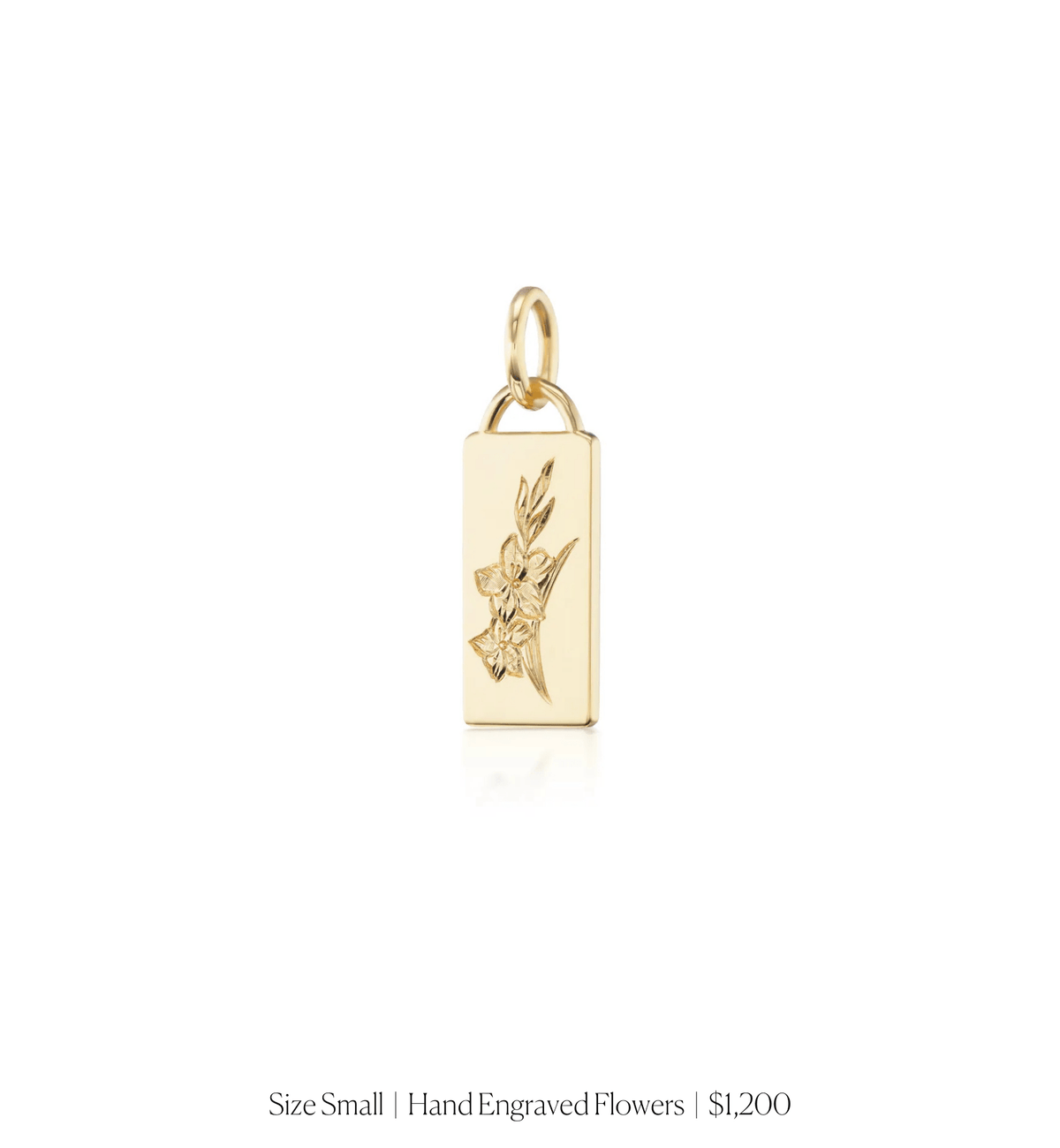 14k solid gold personalized Classic Rectangle Charm with custom hand engraving