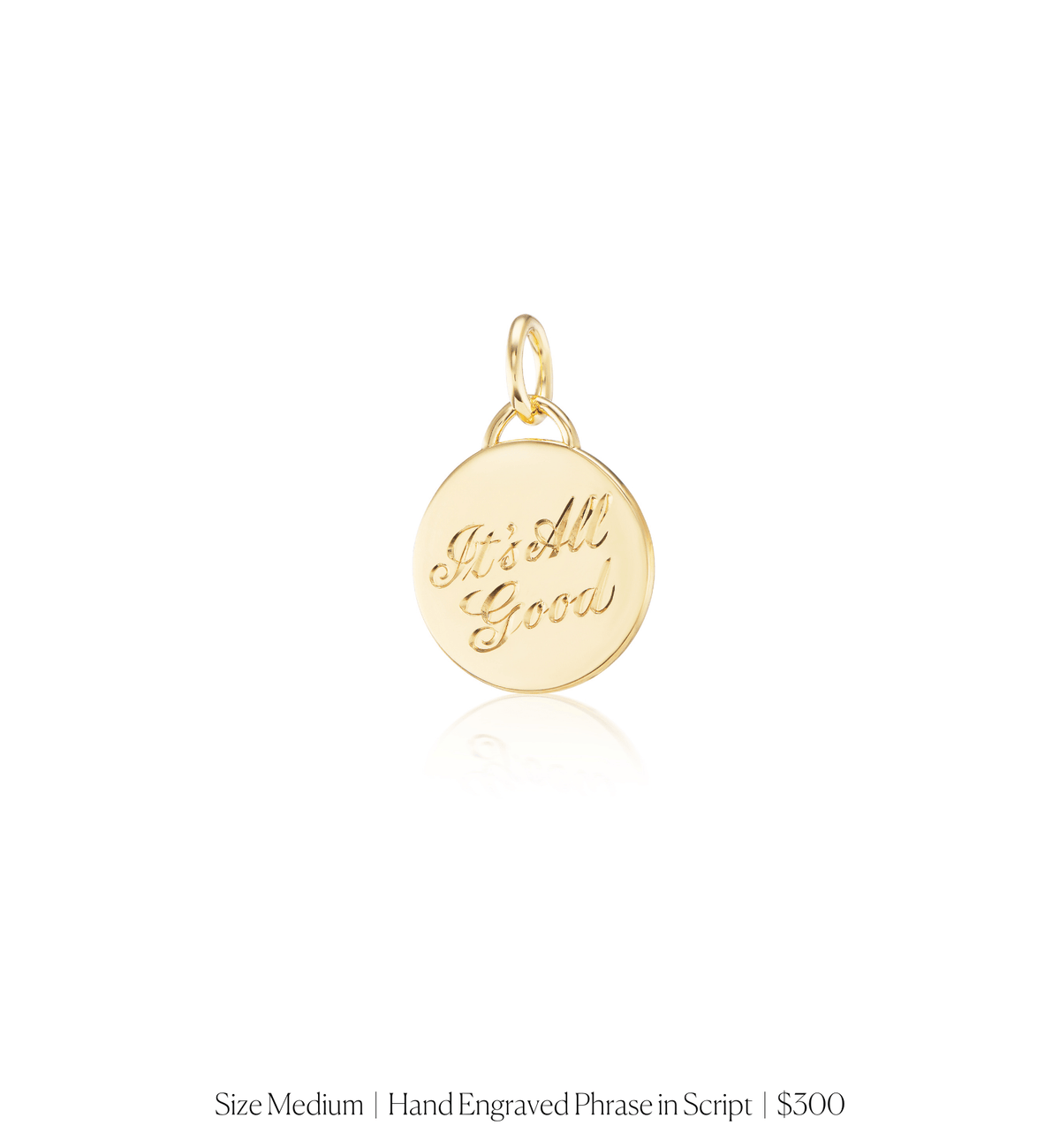 14k solid gold personalized Classic Circle Charm with custom hand engraving