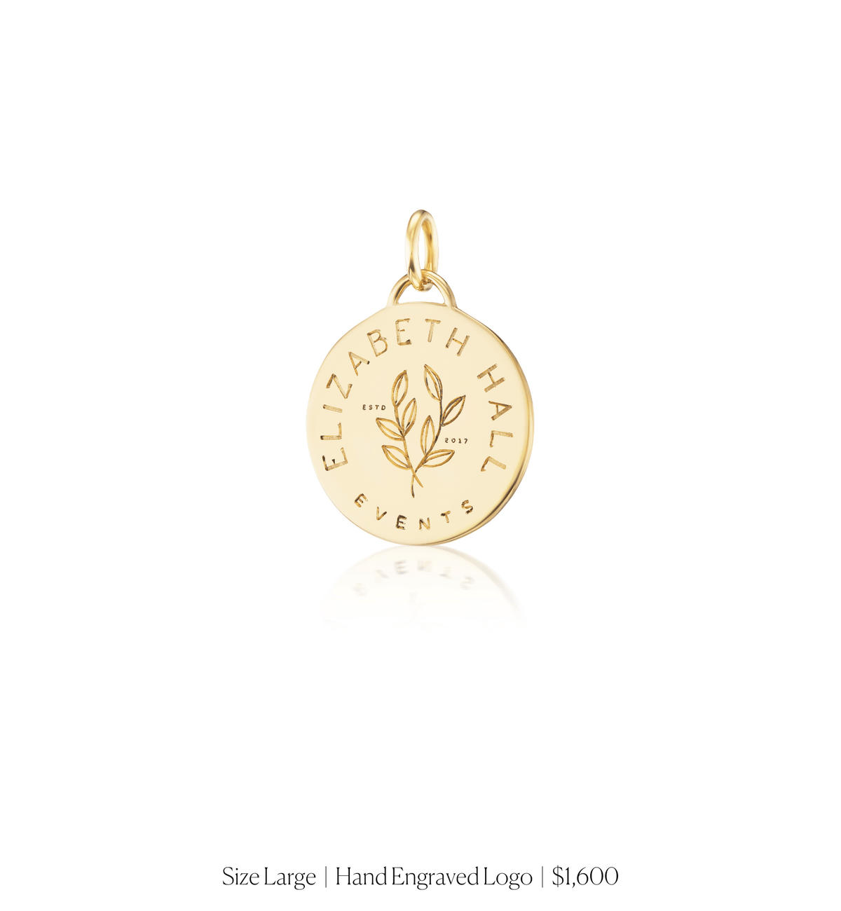 14k solid gold personalized Classic Circle Charm with custom hand engraving