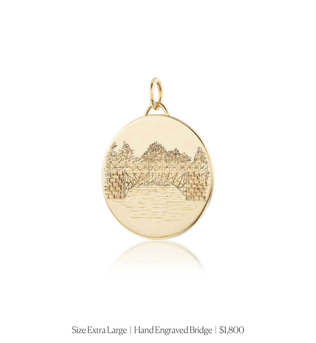 14k solid gold personalized Classic Circle Charm with custom hand engraving