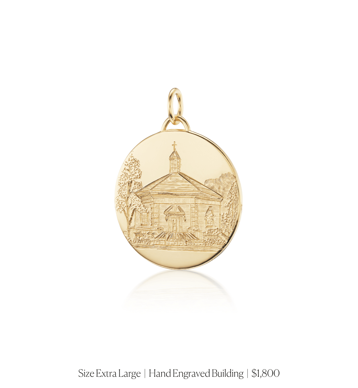 14k solid gold personalized Classic Circle Charm with custom hand engraving
