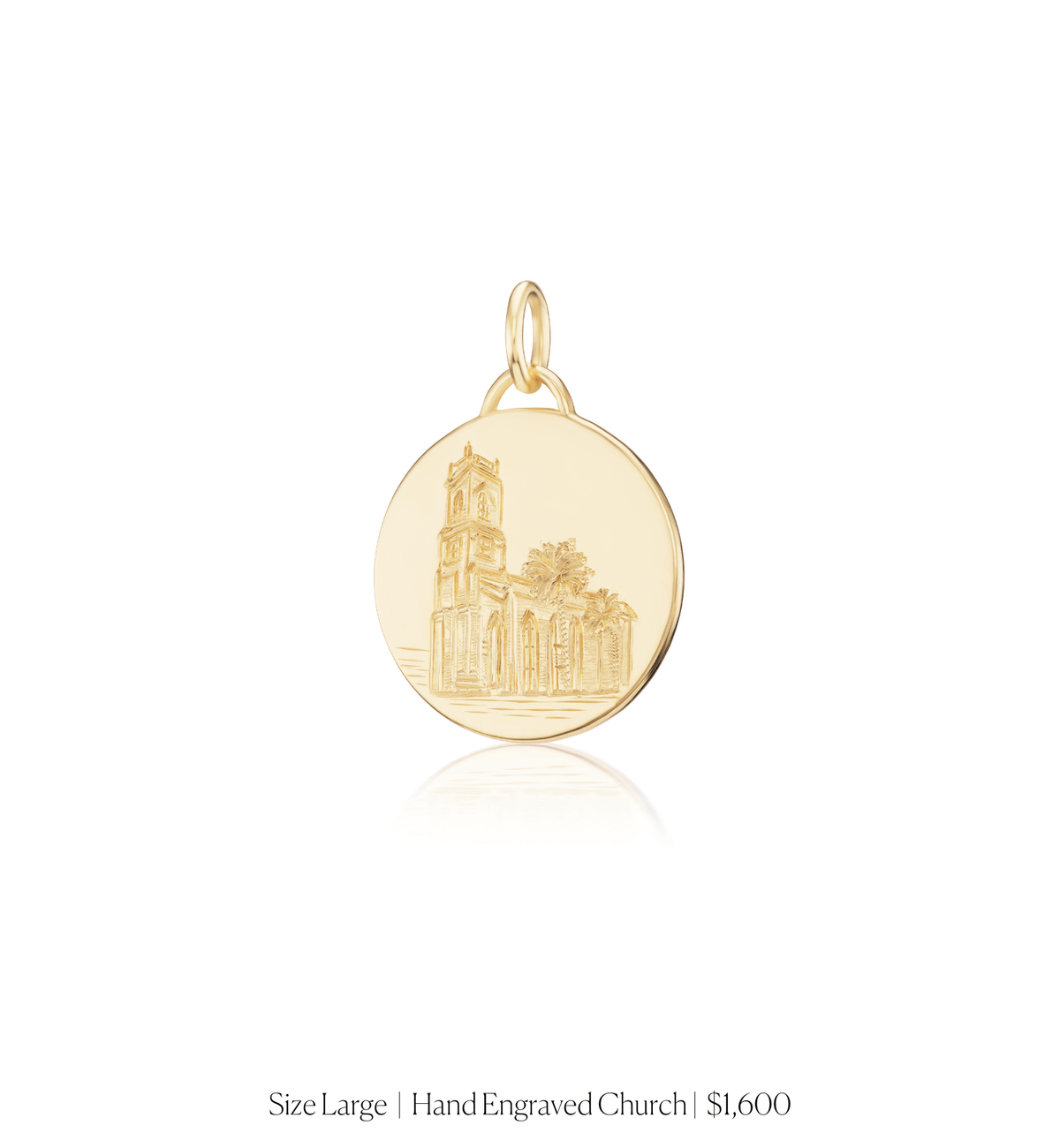 14k solid gold personalized Classic Circle Charm with custom hand engraving