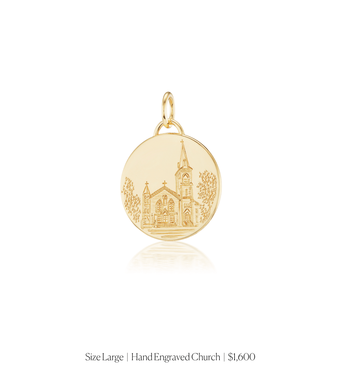 14k solid gold personalized Classic Circle Charm with custom hand engraving