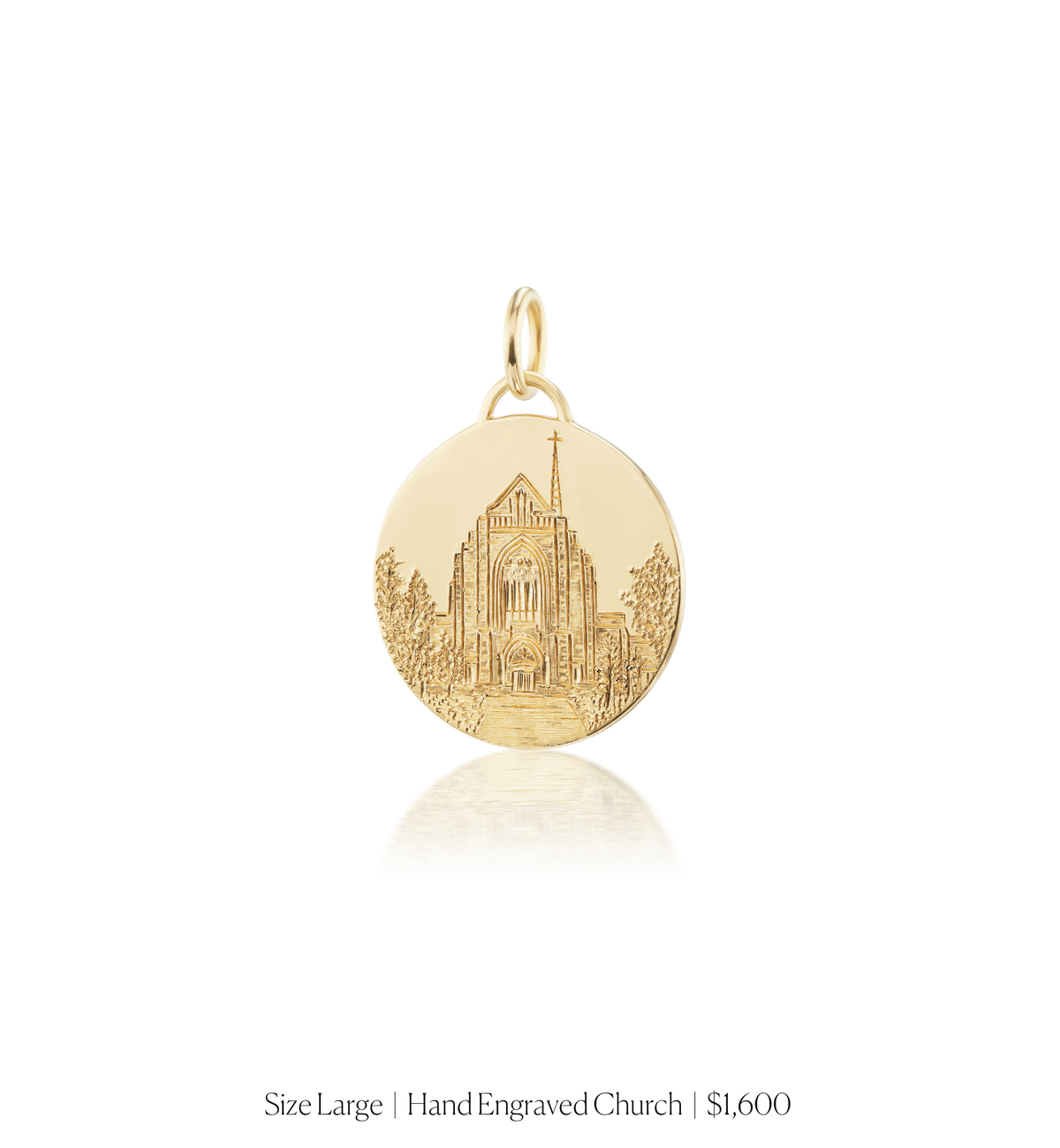 14k solid gold personalized Classic Circle Charm with custom hand engraving