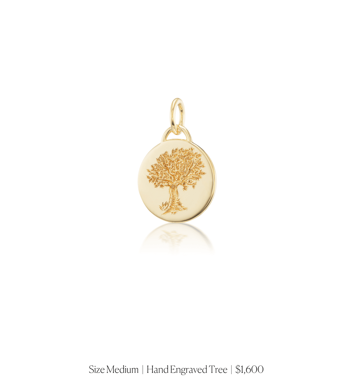 14k solid gold personalized Classic Circle Charm with custom hand engraving