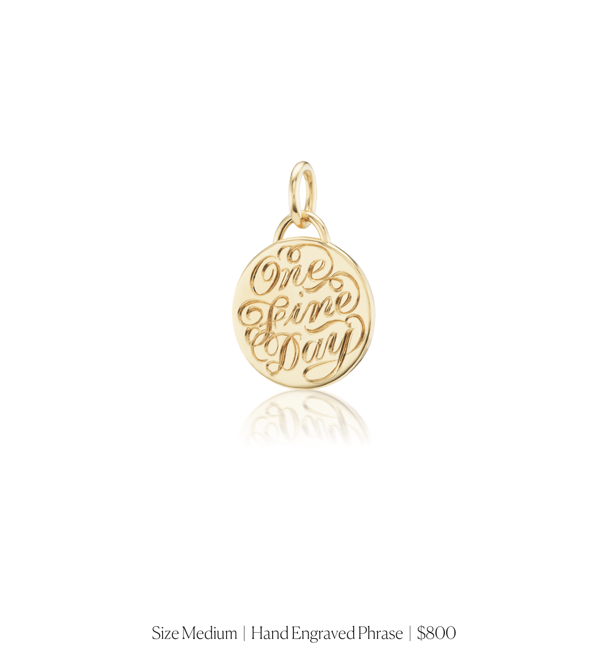 14k solid gold personalized Classic Circle Charm with custom hand engraving