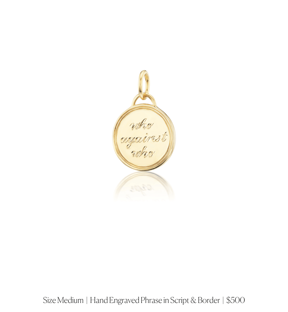 14k solid gold personalized Classic Circle Charm with custom hand engraving