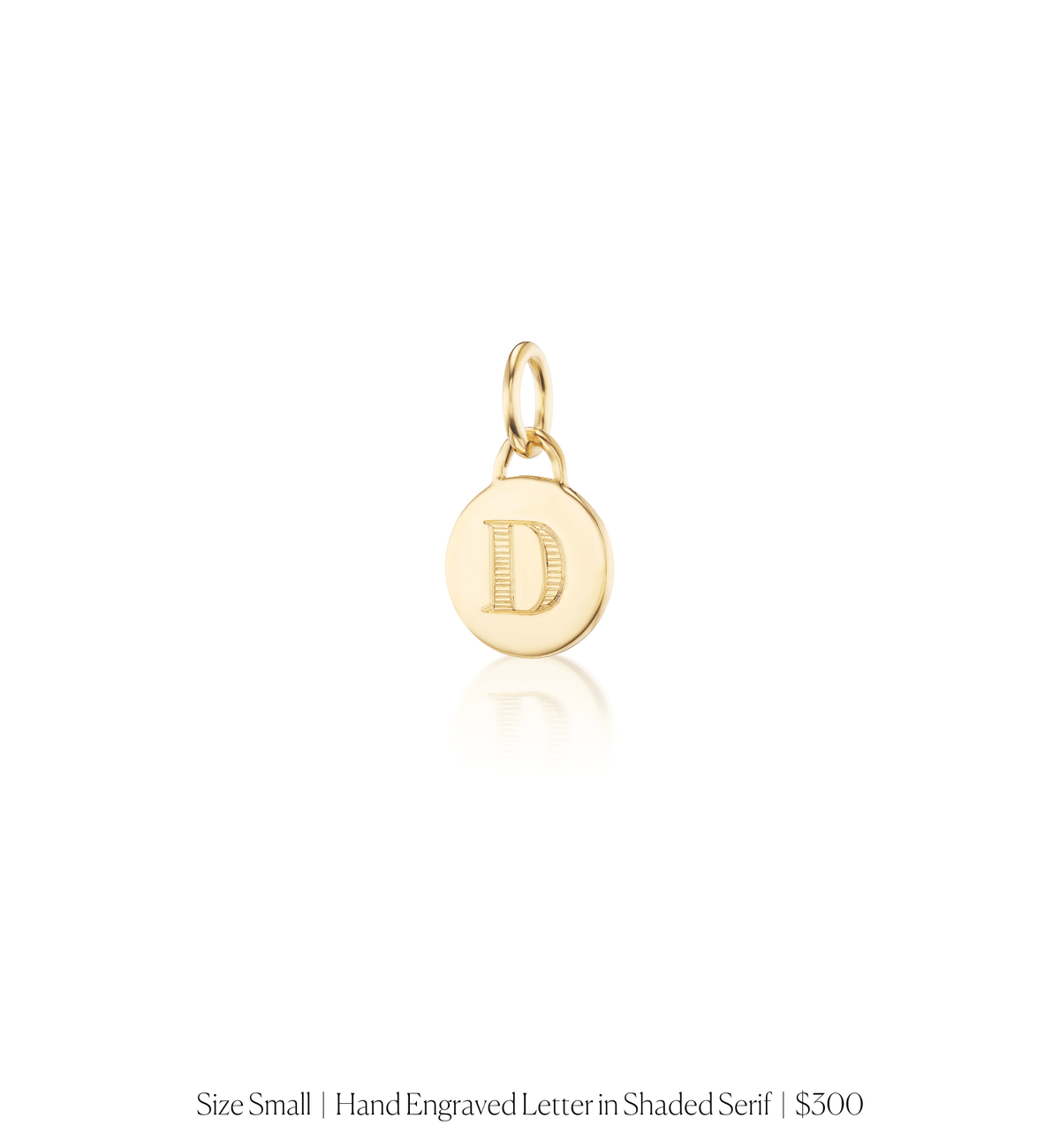 14k solid gold personalized Classic Circle Charm with custom hand engraving