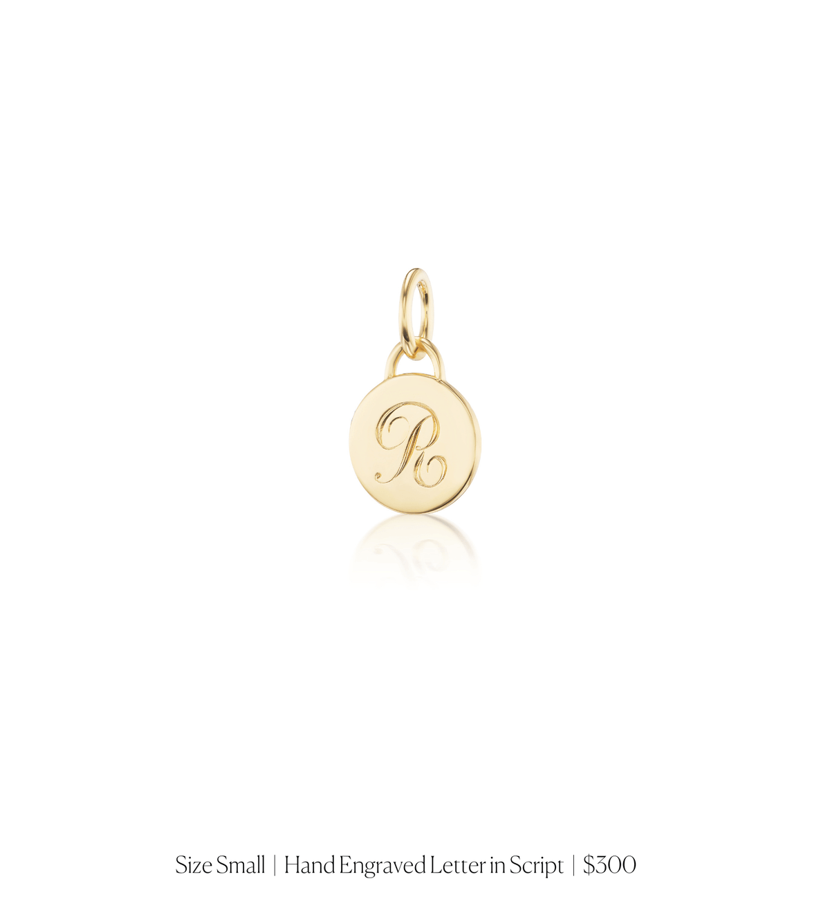 14k solid gold personalized Classic Circle Charm with custom hand engraving