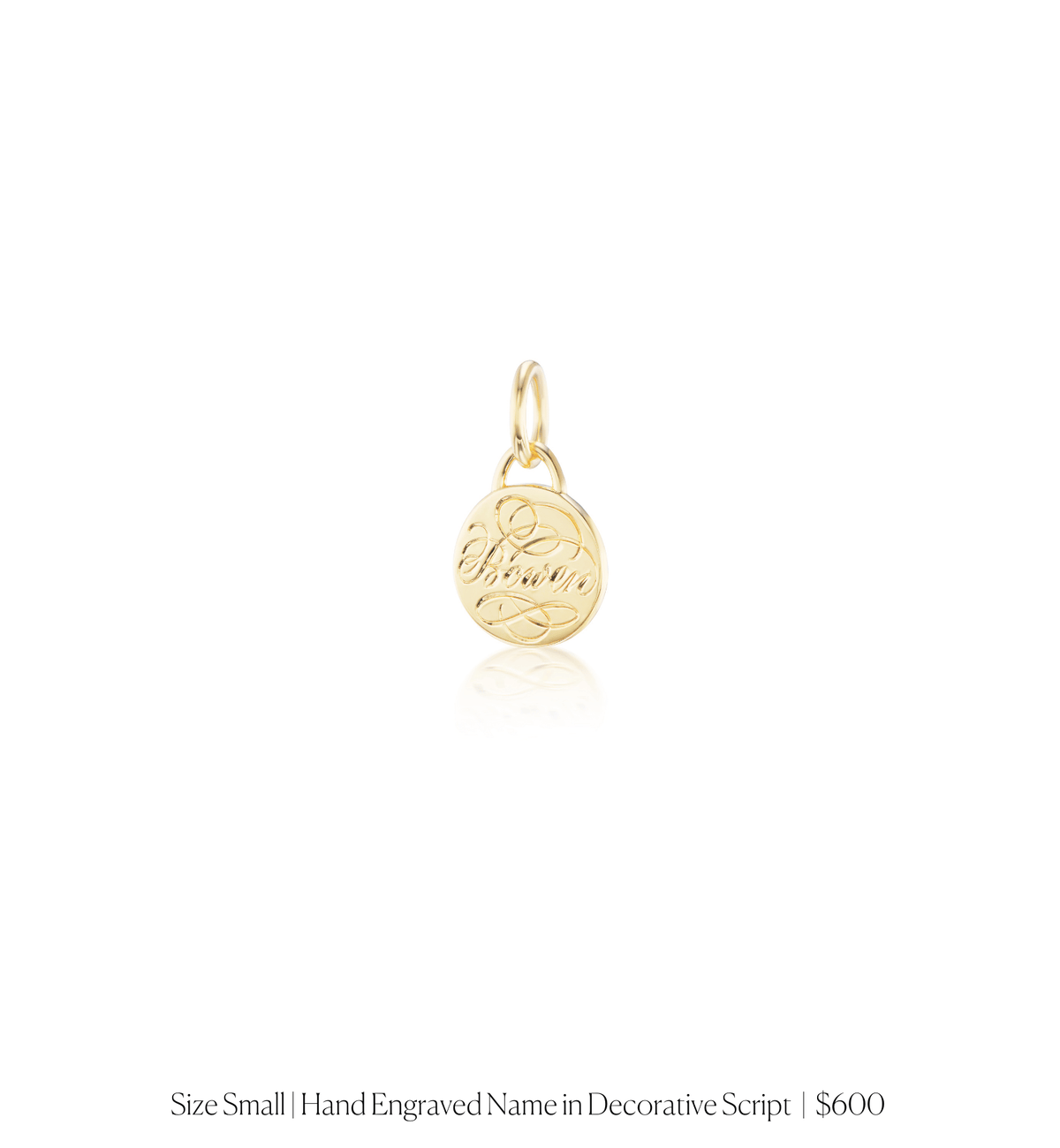 14k solid gold personalized Classic Circle Charm with custom hand engraving