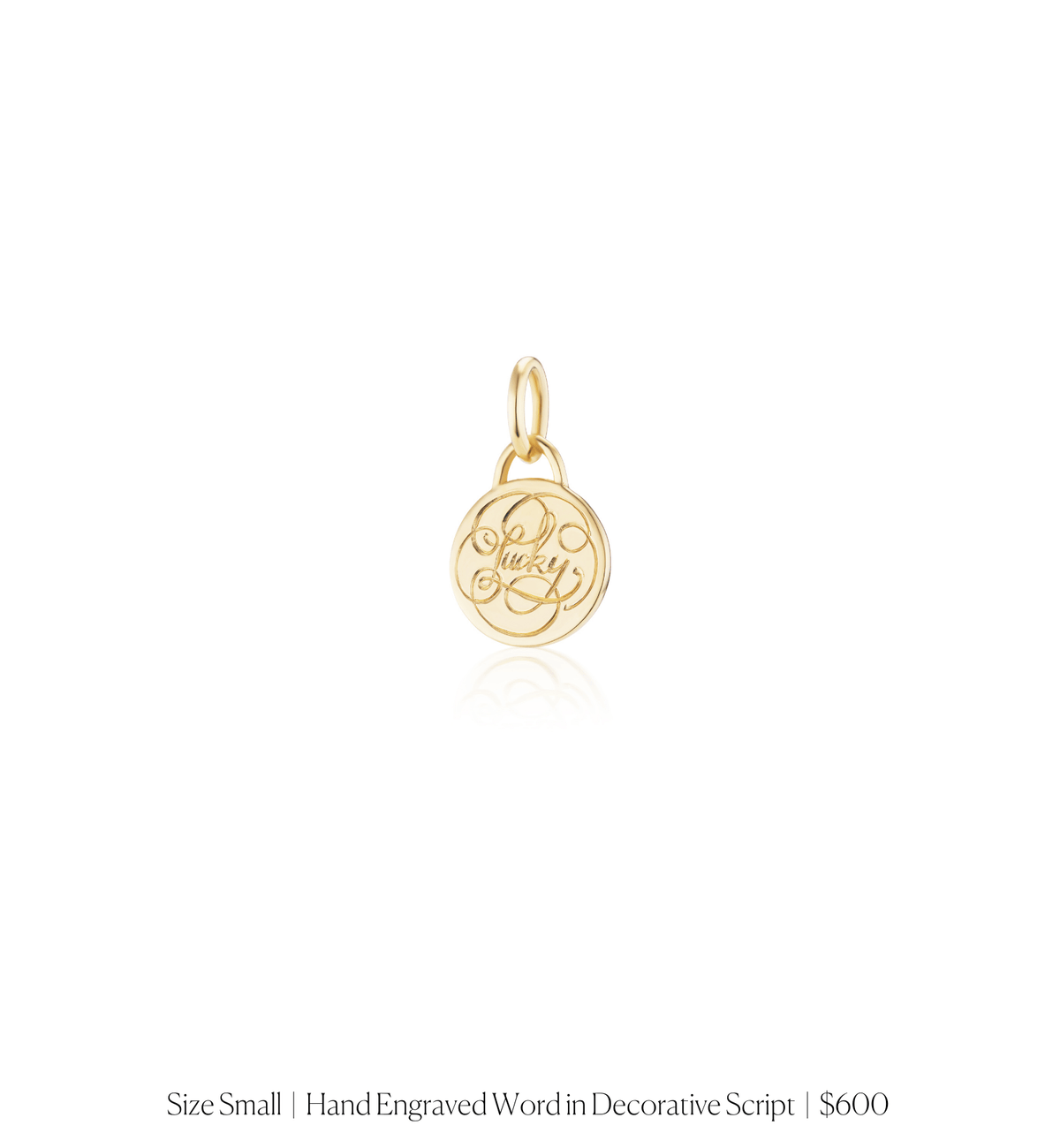 14k solid gold personalized Classic Circle Charm with custom hand engraving