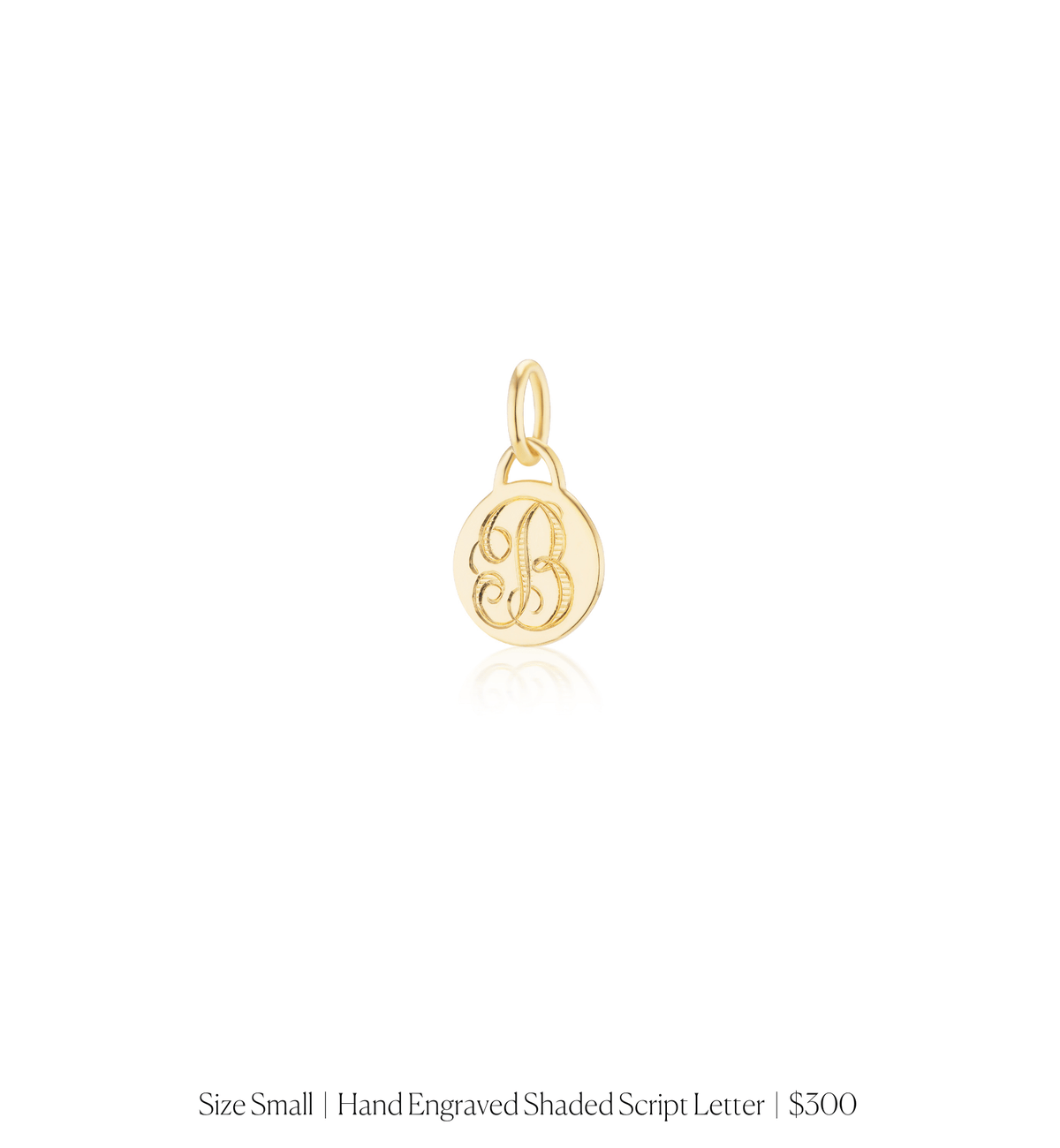 14k solid gold personalized Classic Circle Charm with custom hand engraving