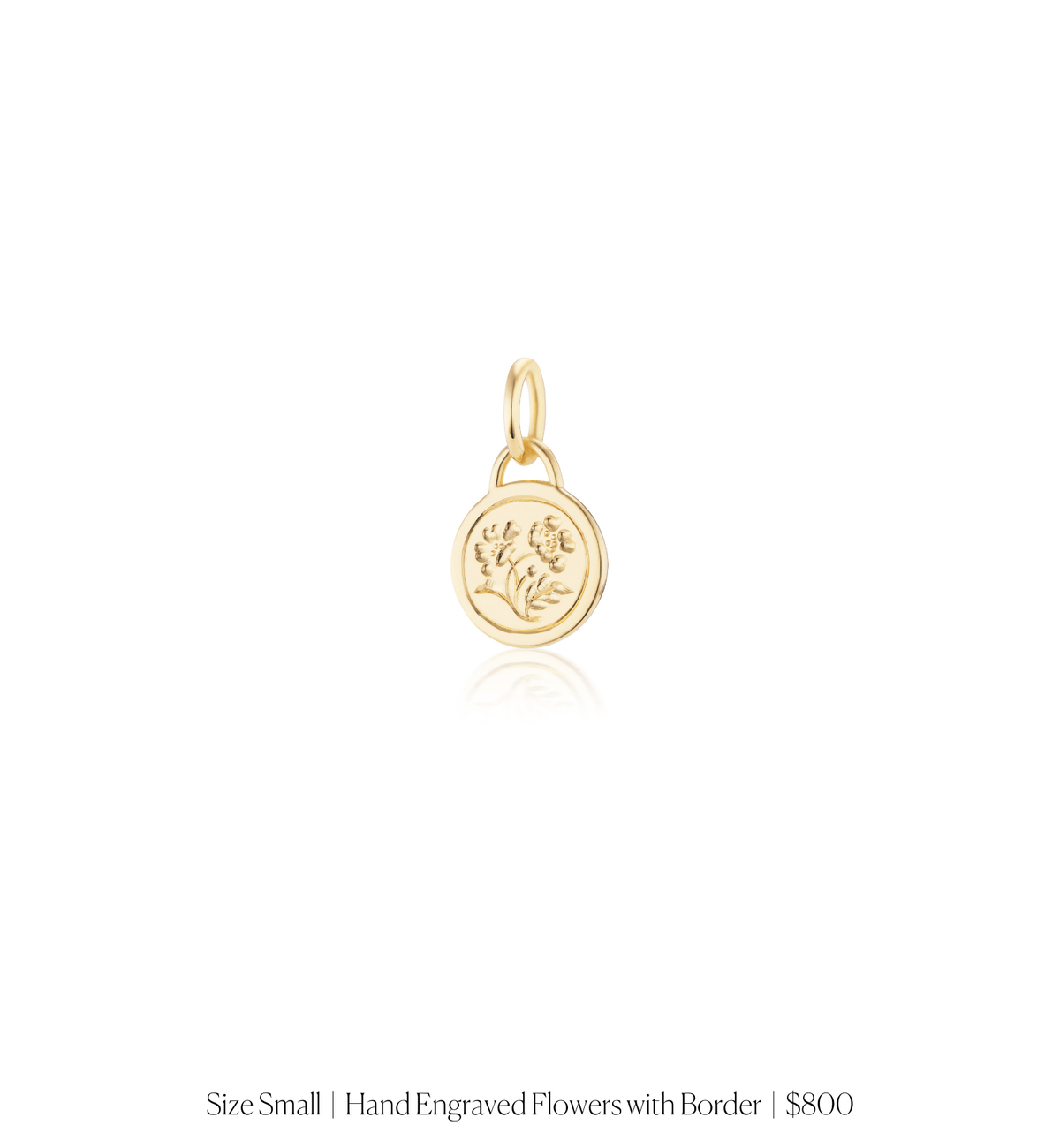 14k solid gold personalized Classic Circle Charm with custom hand engraving