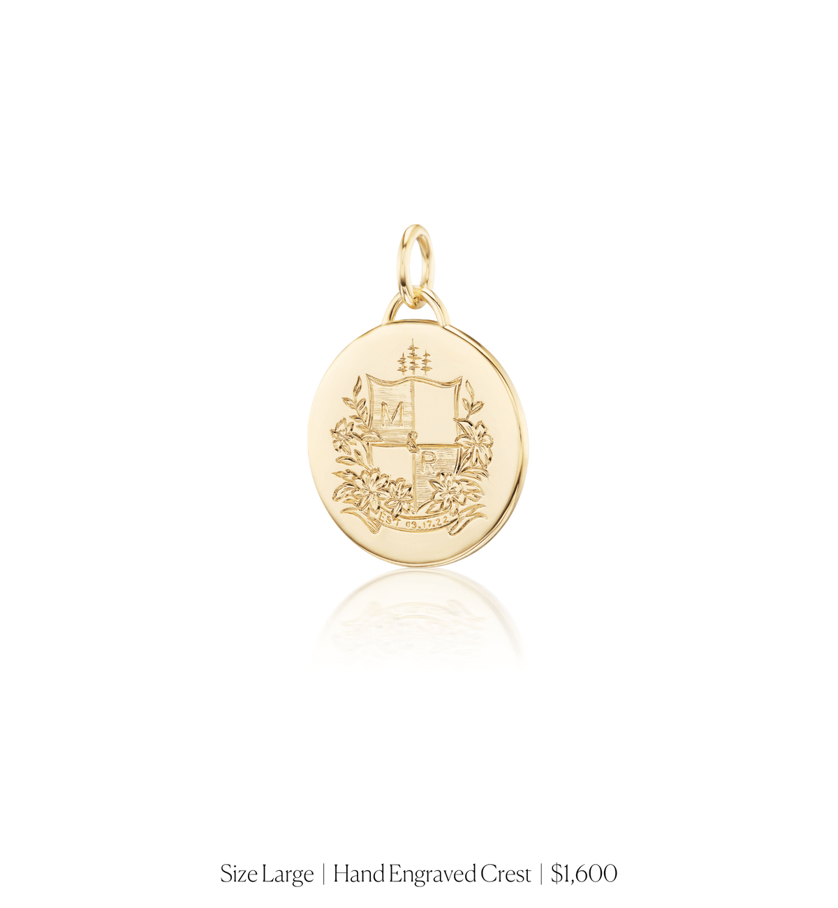14k solid gold personalized Classic Circle Charm with custom hand engraving