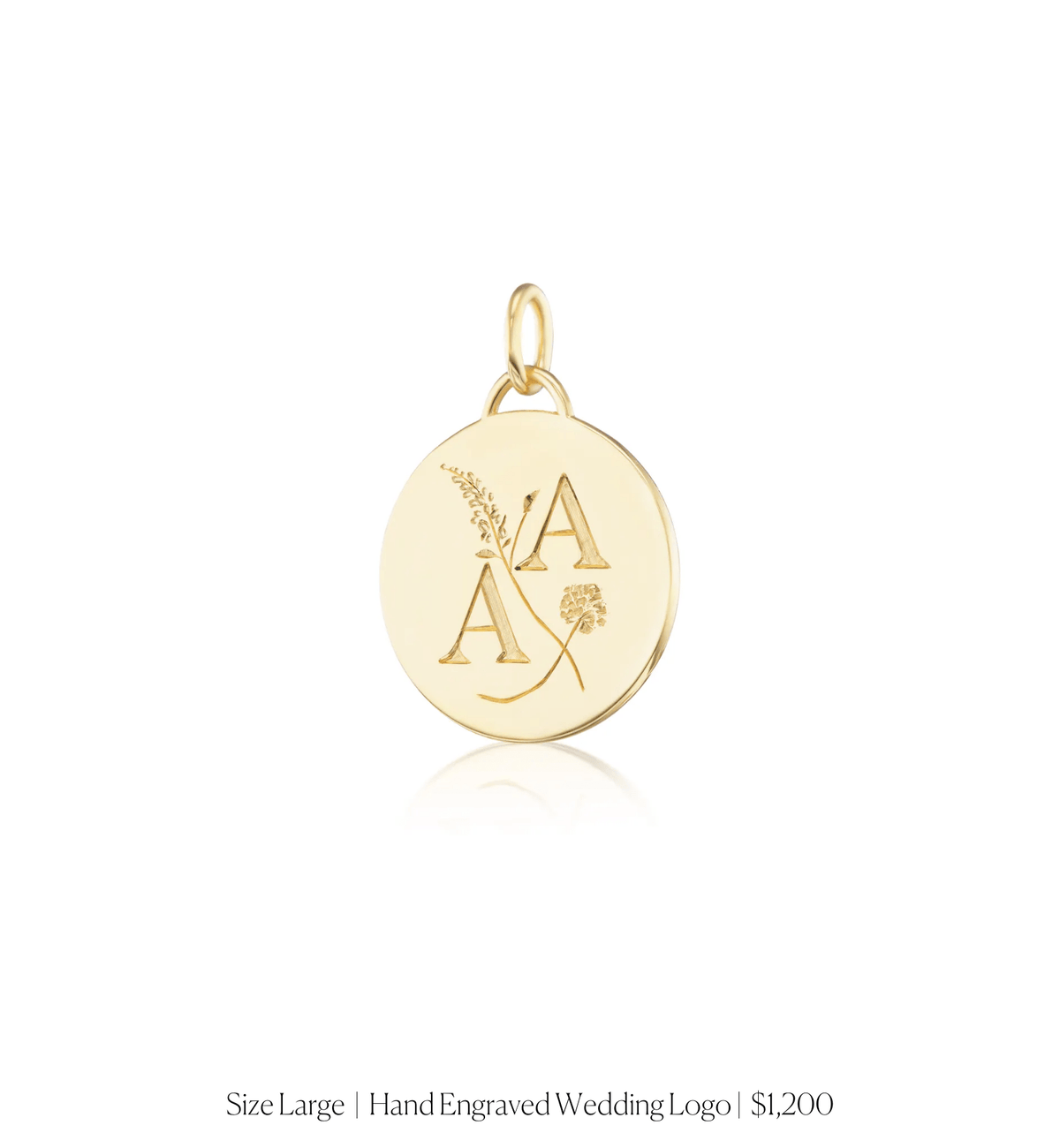14k solid gold personalized Classic Circle Charm with custom hand engraving