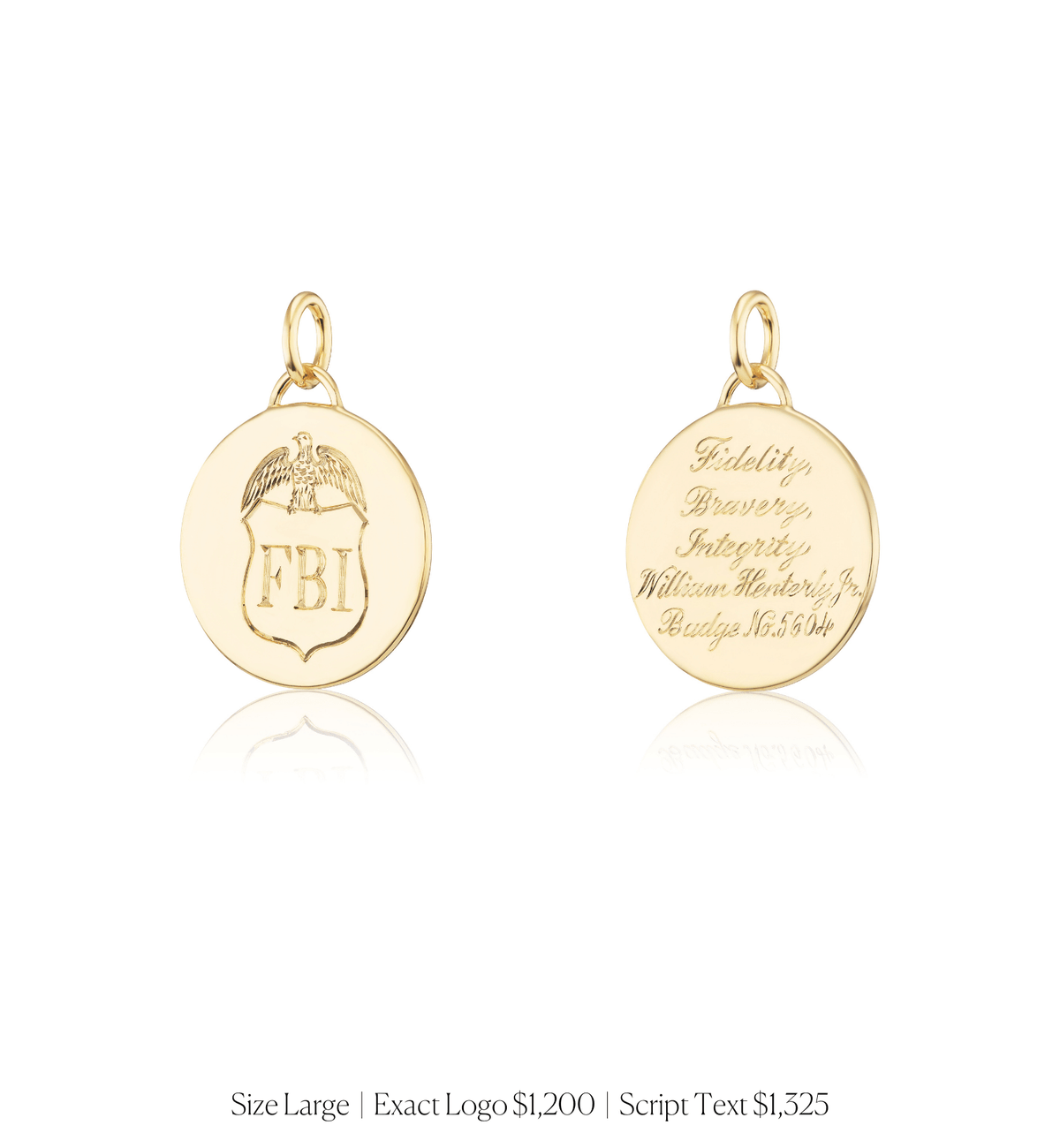 14k solid gold personalized Classic Circle Charm with custom hand engraving