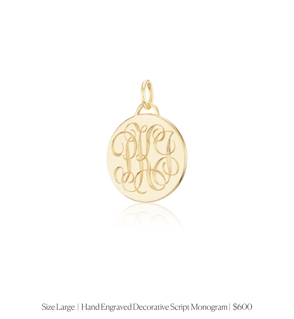 14k solid gold personalized Classic Circle Charm with custom hand engraving