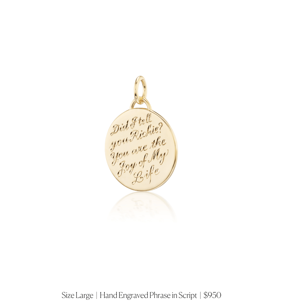 14k solid gold personalized Classic Circle Charm with custom hand engraving
