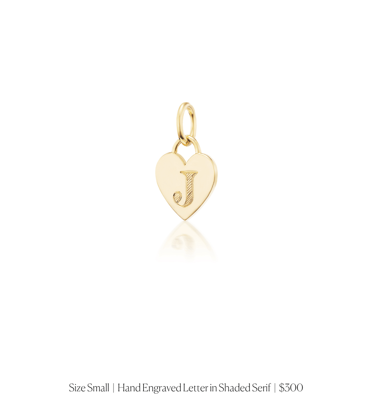 14k solid gold personalized Classic Heart Charm with custom hand engraving
