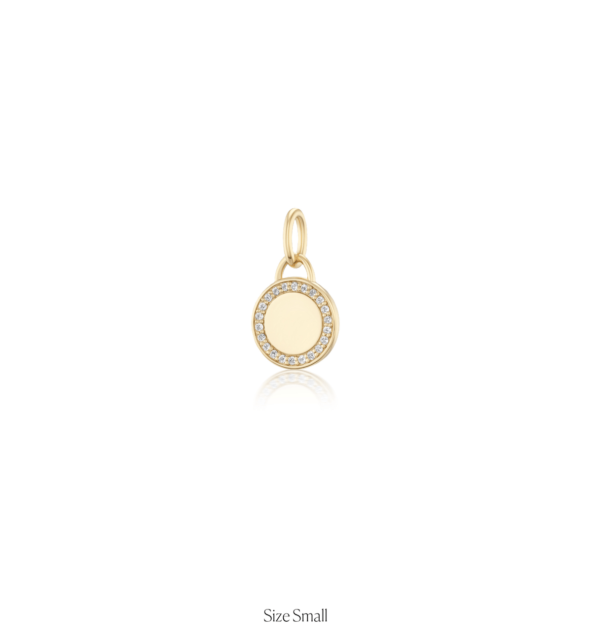 14k solid gold Diamond Border Circle Charm