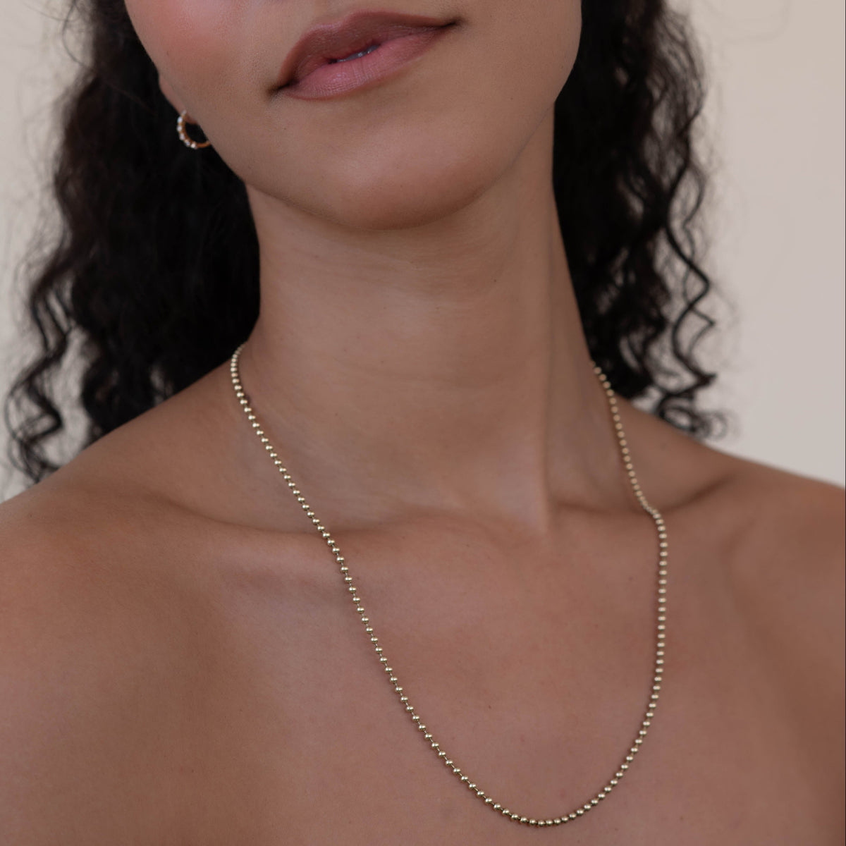 Solid Gold Ball Chain Necklace in 22 inches and custom lengths and 2.5mm wide