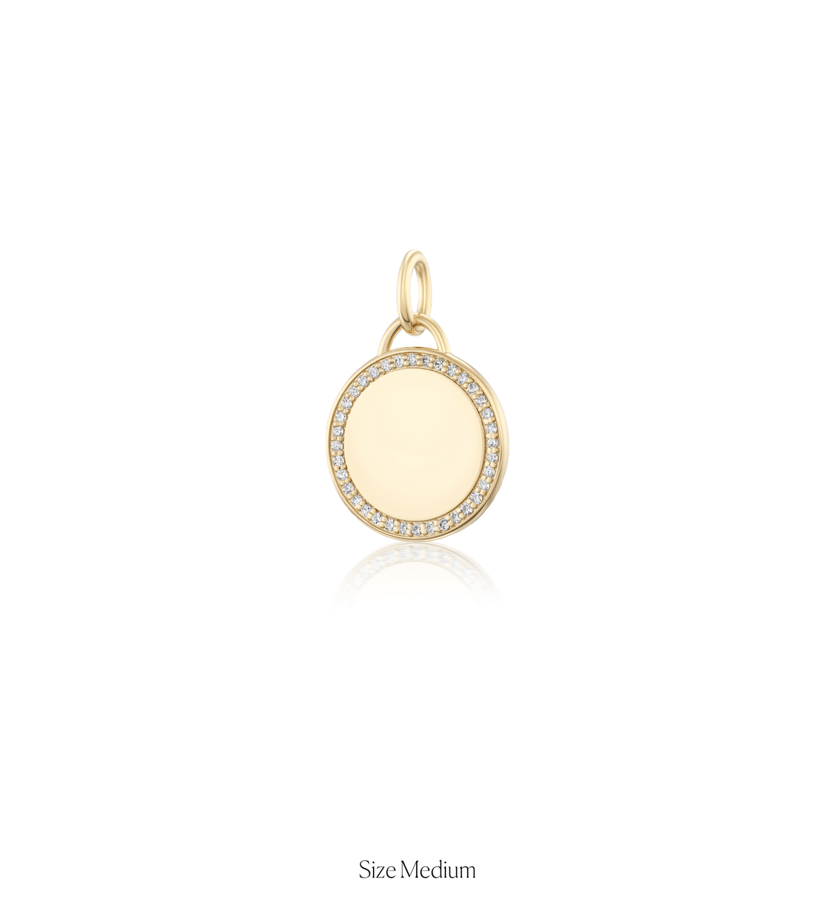 14k solid gold Diamond Border Circle Charm