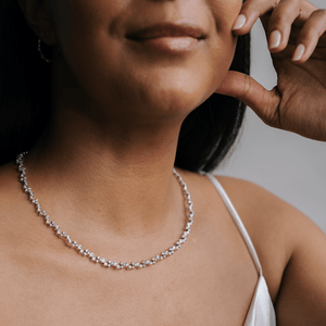 Vintage Diamond Tennis Necklace with Alternating Setting Styles