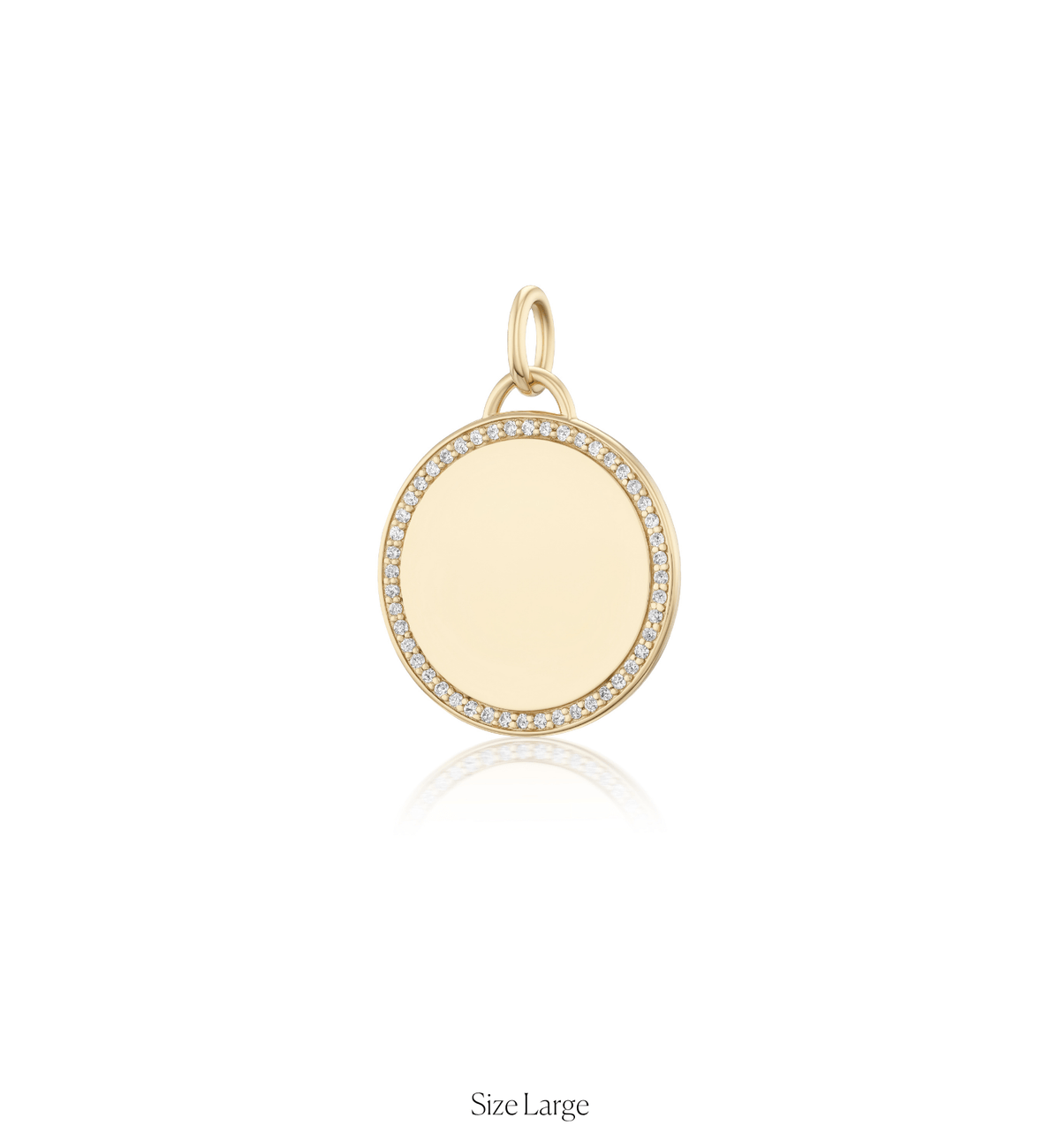 14k solid gold Diamond Border Circle Charm