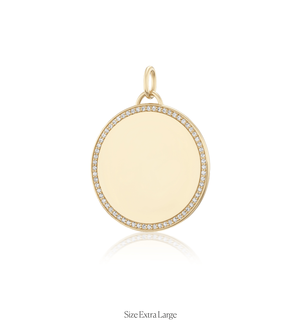 14k solid gold Diamond Border Circle Charm