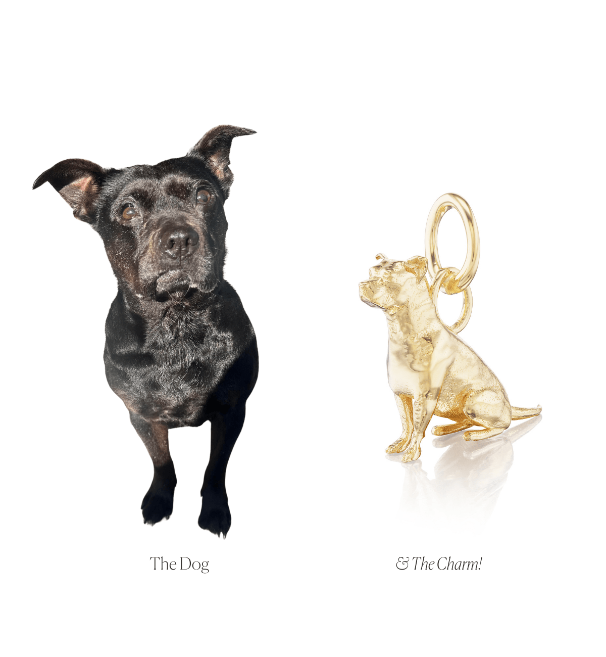 14k solid gold Custom Dog Charm as a custom hand-carved dog portrait