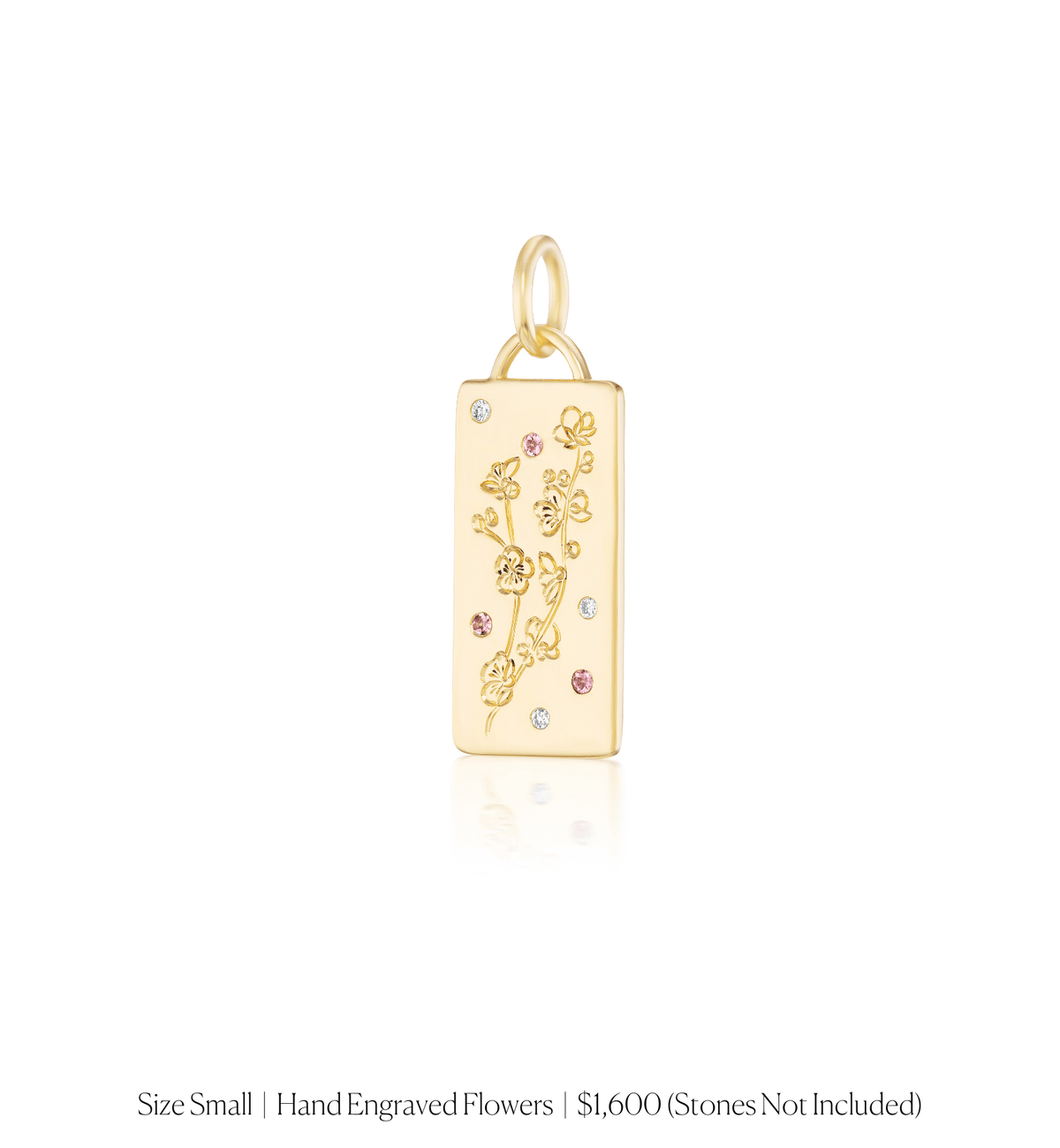 14k solid gold personalized Classic Rectangle Charm with custom hand engraving