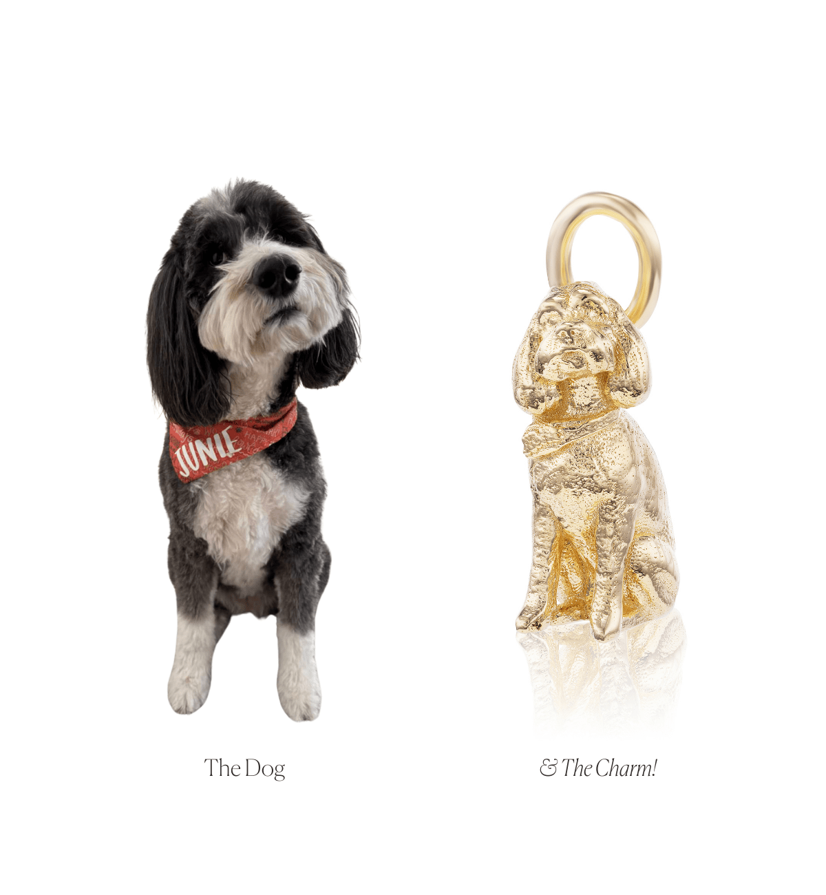 14k solid gold Custom Dog Charm as a custom hand-carved dog portrait