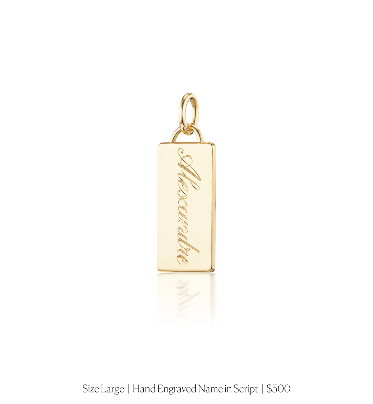 14k solid gold personalized Classic Rectangle Charm with custom hand engraving