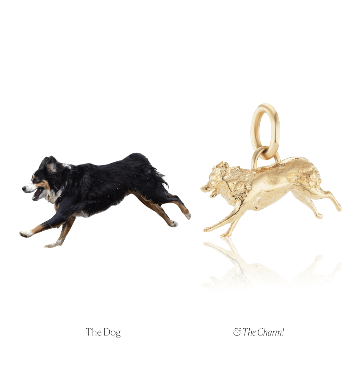 14k solid gold Custom Dog Charm as a custom hand-carved dog portrait