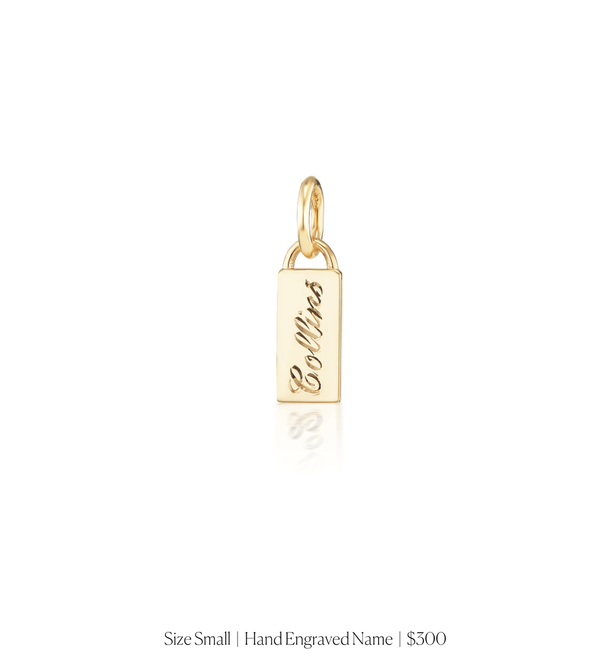 14k solid gold personalized Classic Rectangle Charm with custom hand engraving