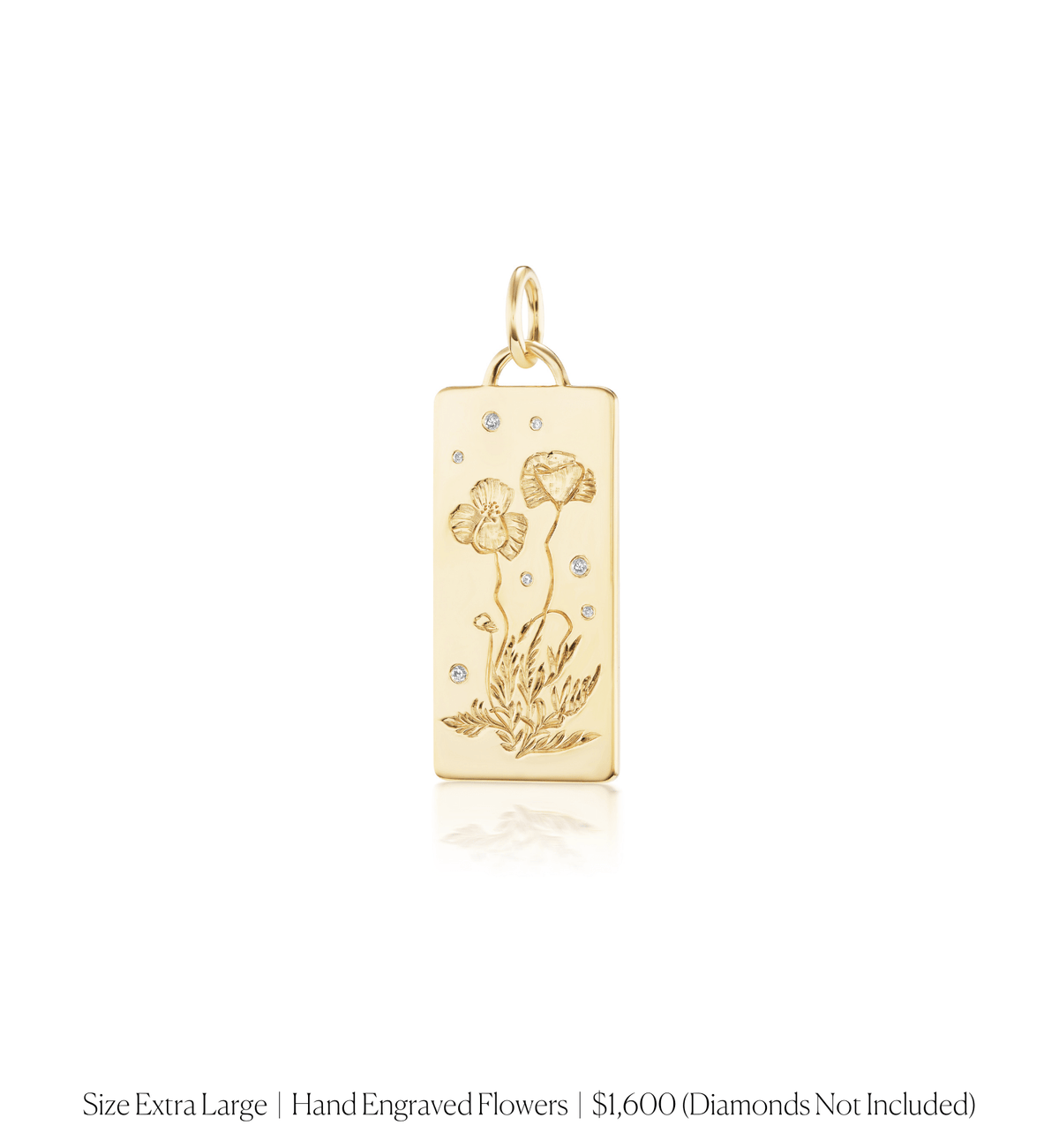 14k solid gold personalized Classic Rectangle Charm with custom hand engraving