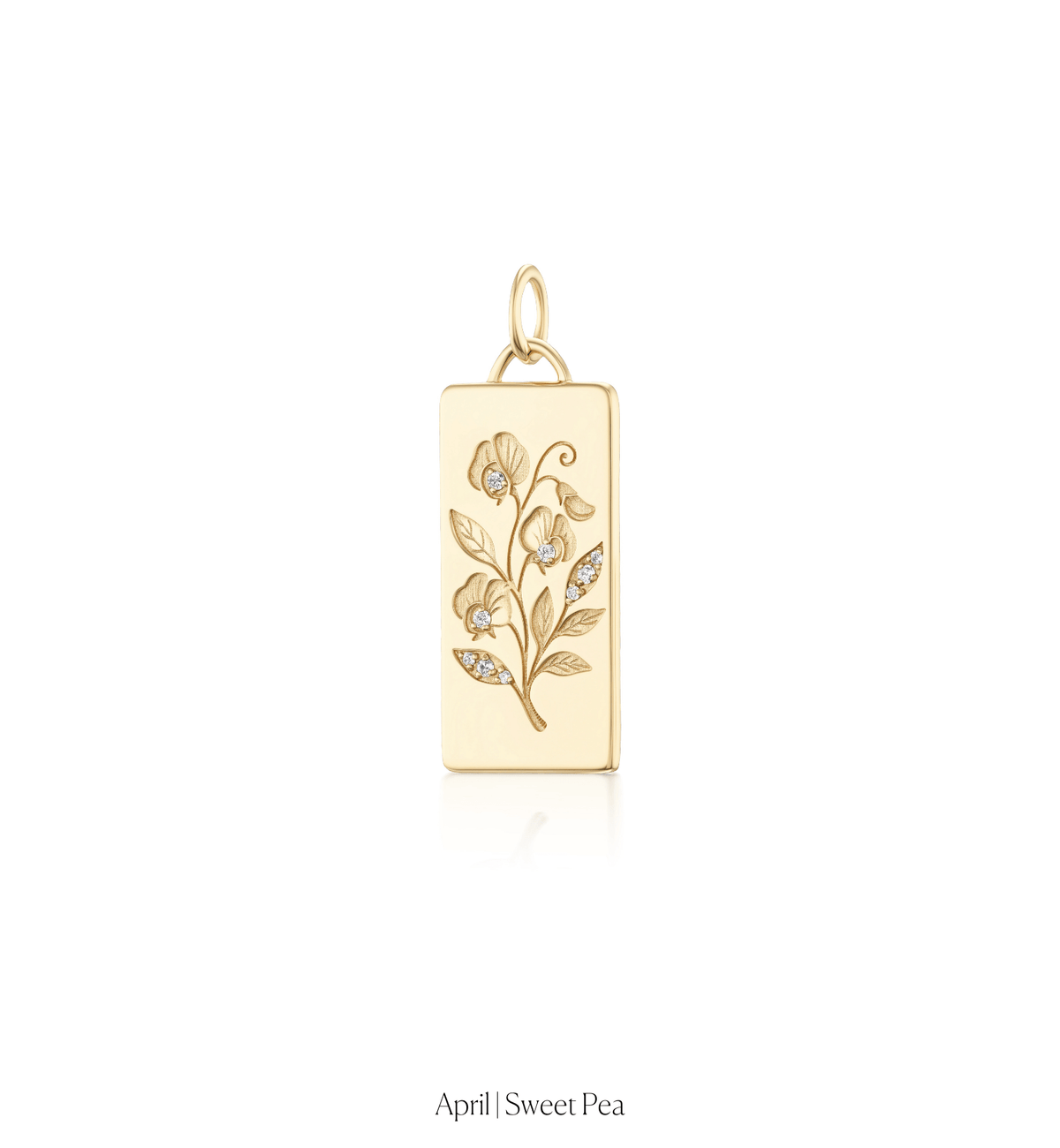14k solid gold Birth Month Flower Charm with a birth-month flower motif