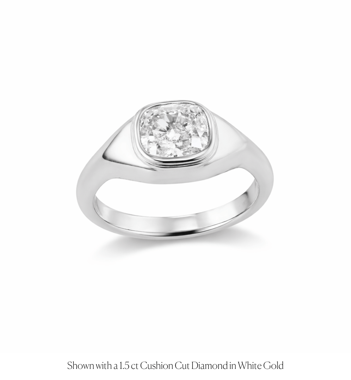 14k solid gold Arch engagement ring with a chunky bezel-set diamond