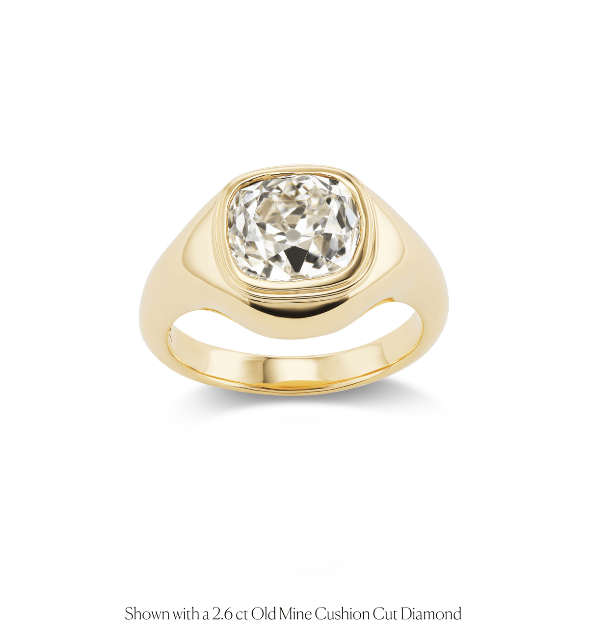 14k solid gold Arch engagement ring with a chunky bezel-set diamond