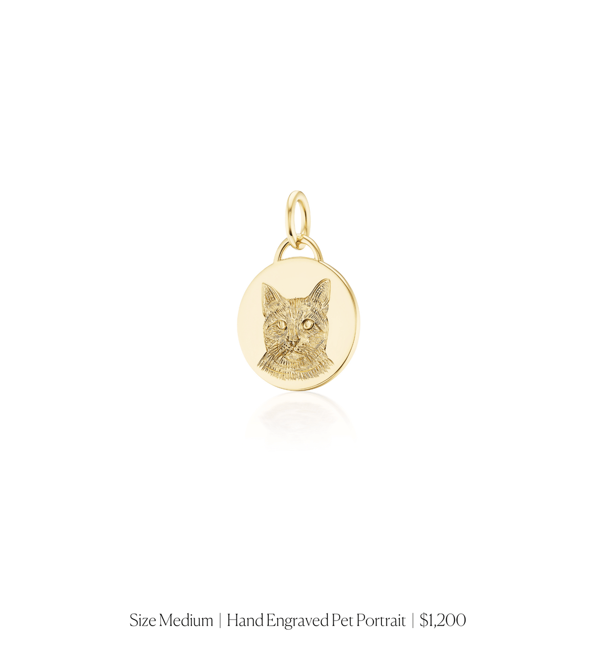 14k solid gold personalized Classic Circle Charm with custom hand engraving