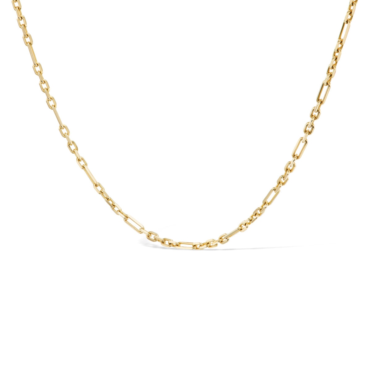 14k solid gold Brooklyn Chain in an alternating link