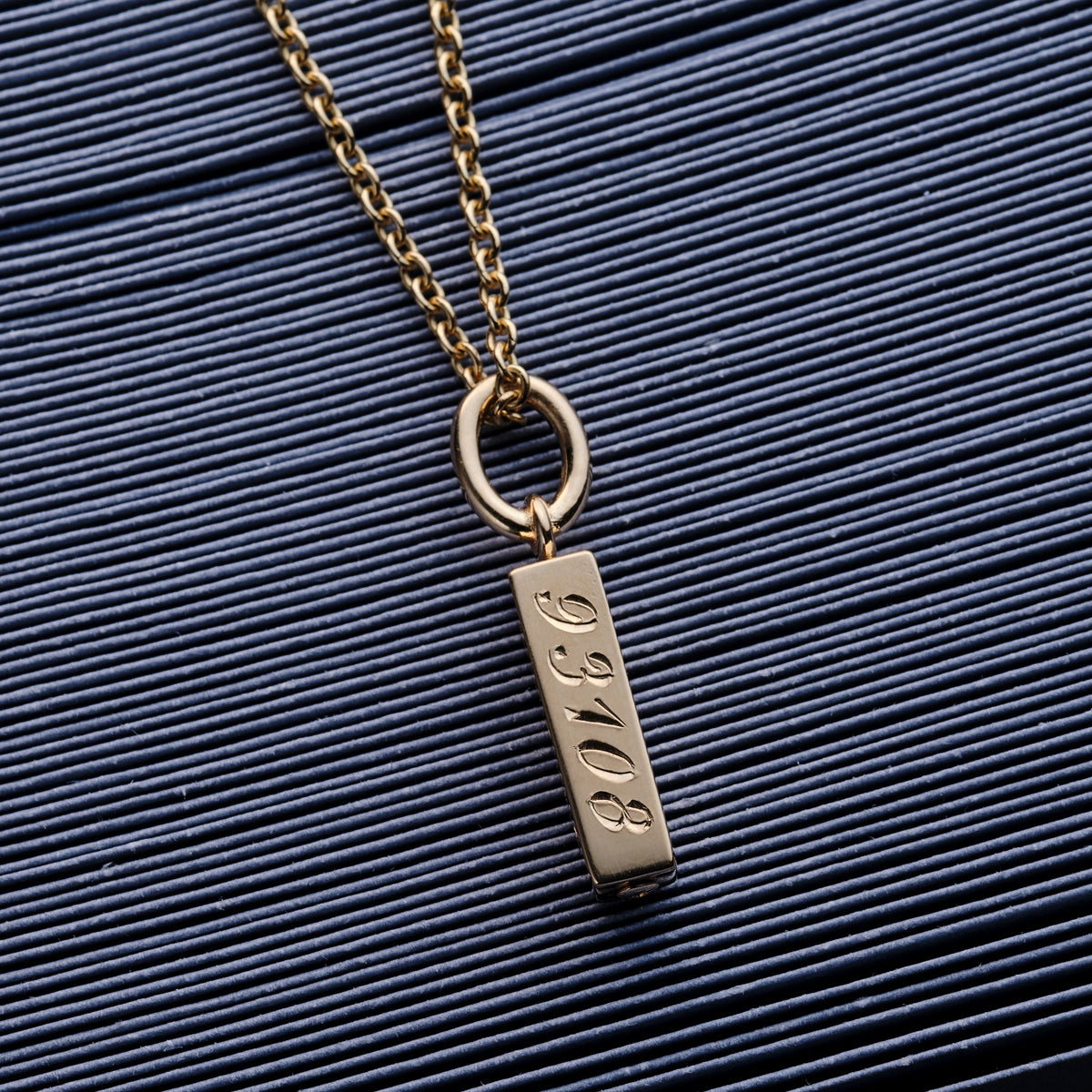 14k solid gold engravable Butter Charm with a smooth bar pendant