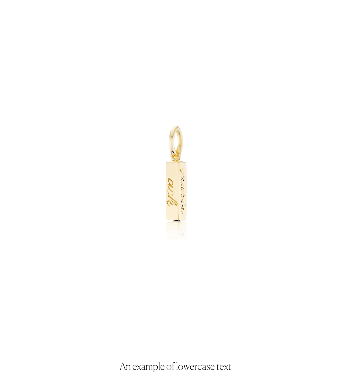 14k solid gold engravable Butter Charm with a smooth bar pendant