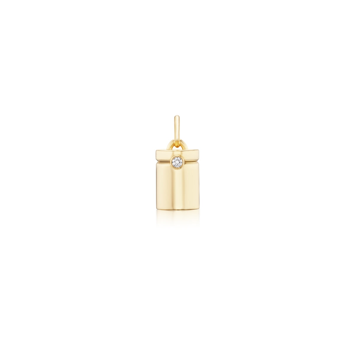 14k solid gold engravable Capsule Charm as an openable capsule locket