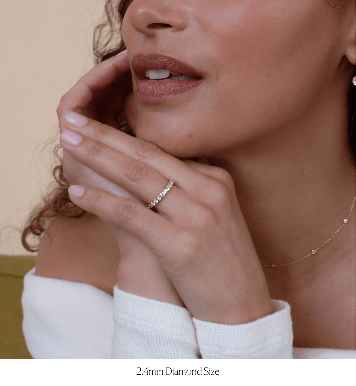 14k solid gold Caroline Ring with a half-eternity of diamonds